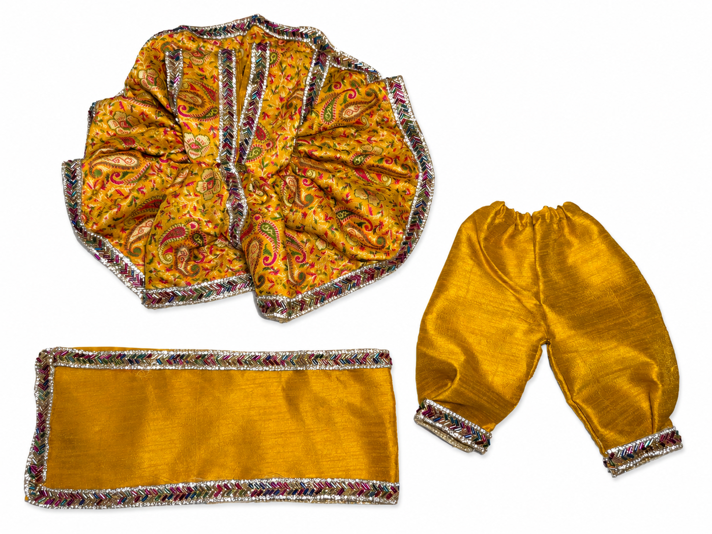 Printed Yellow Dress for Kanha Ji